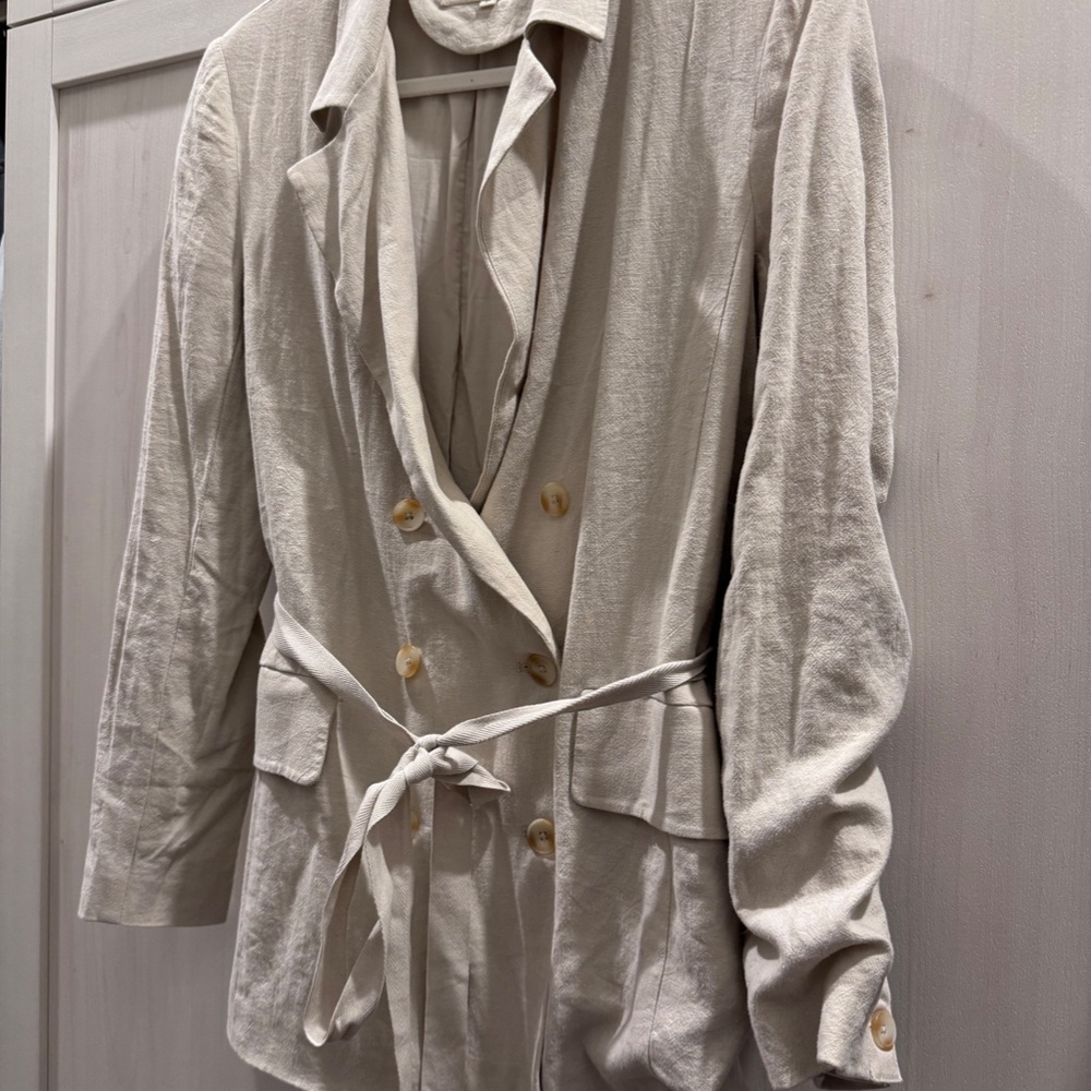 Free People Olivia Linen Blazer Cream Jacket size XS NWOT - Picture 4 of 8
